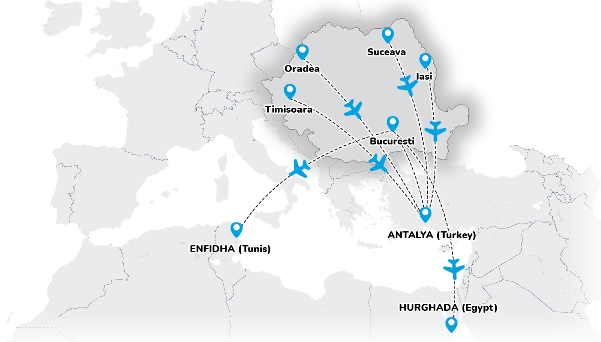 Fly lili - route map z Rumunska