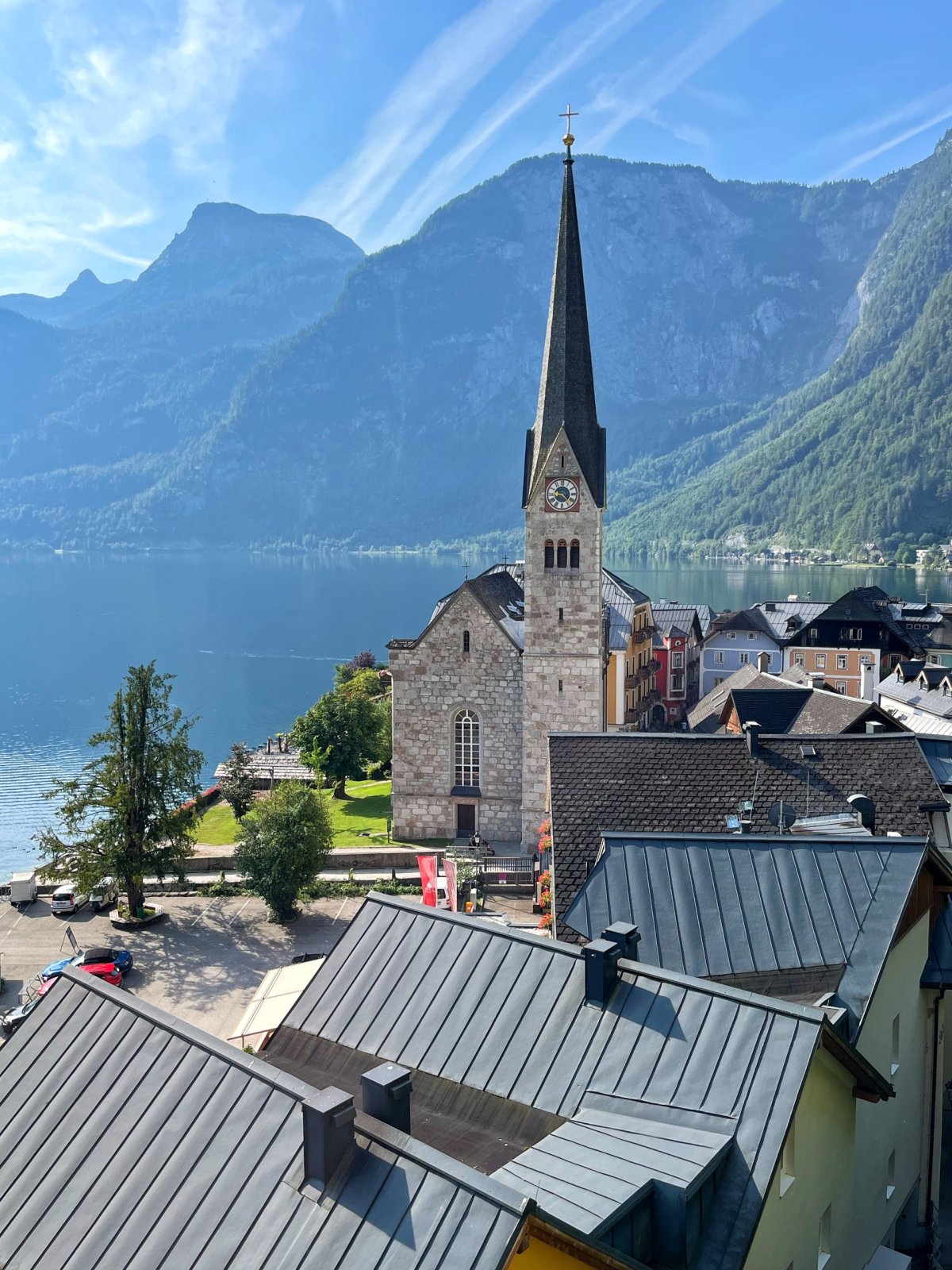 Pohled z Katholische Pfarre Hallstatt