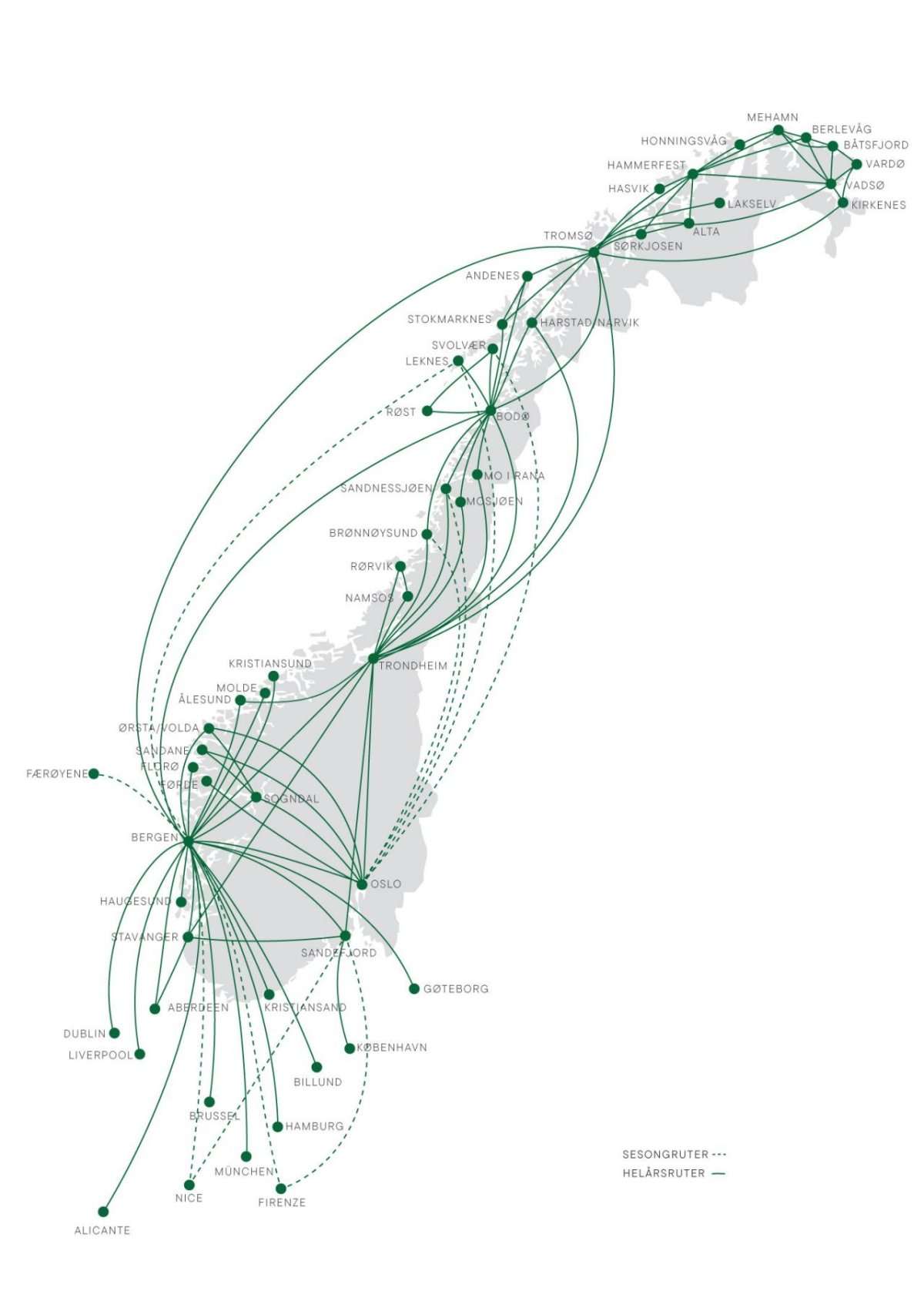 Wideroe Route Map