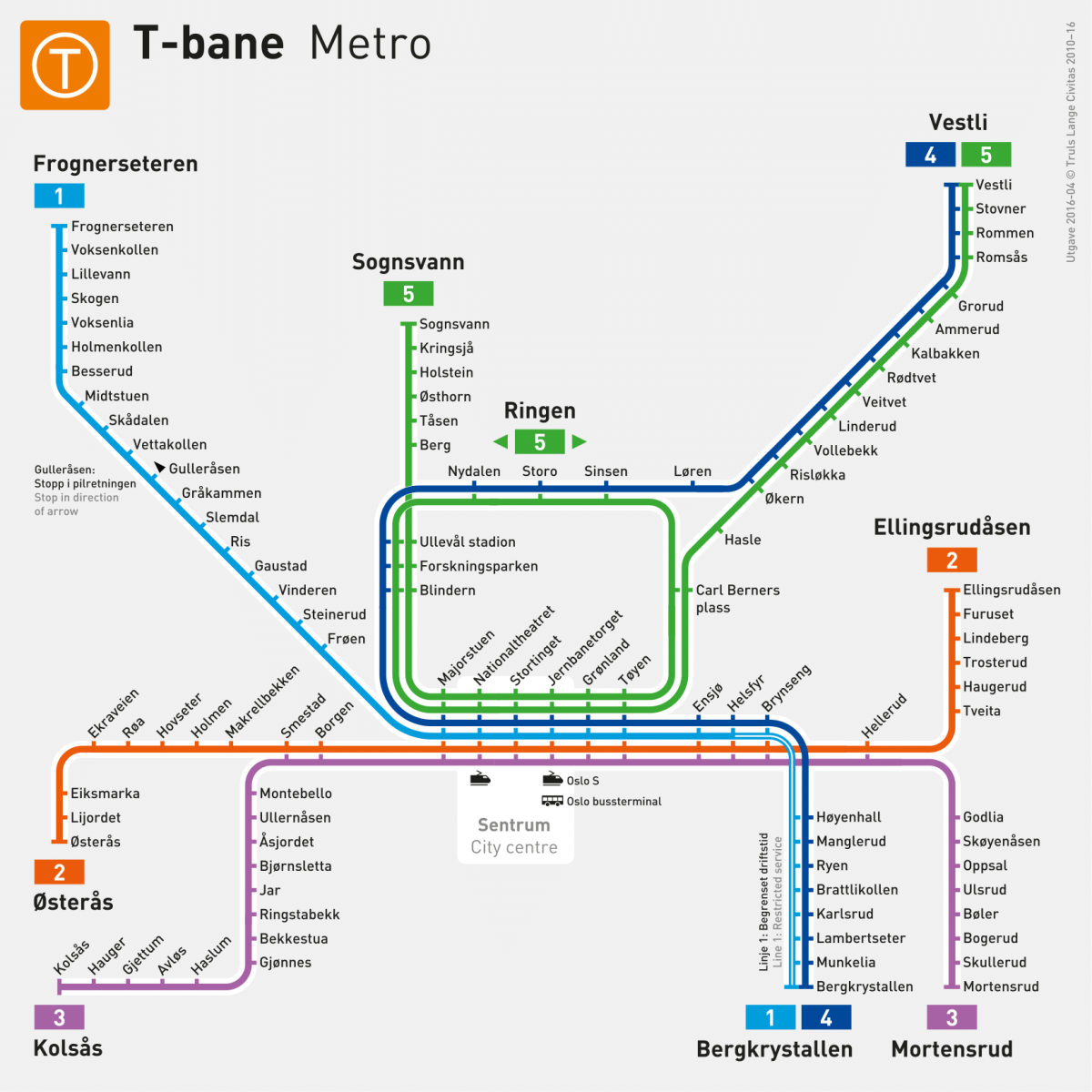 Mapa metra Oslo