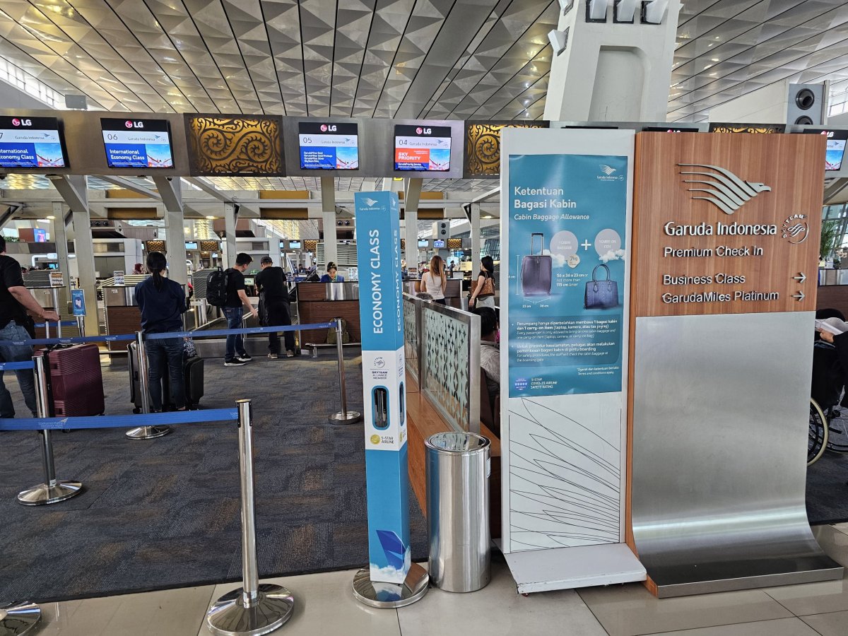 Check-in na letišti Jakarta CGK