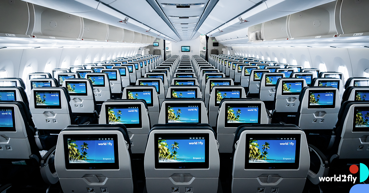 Interiér letadla A350 World2Fly