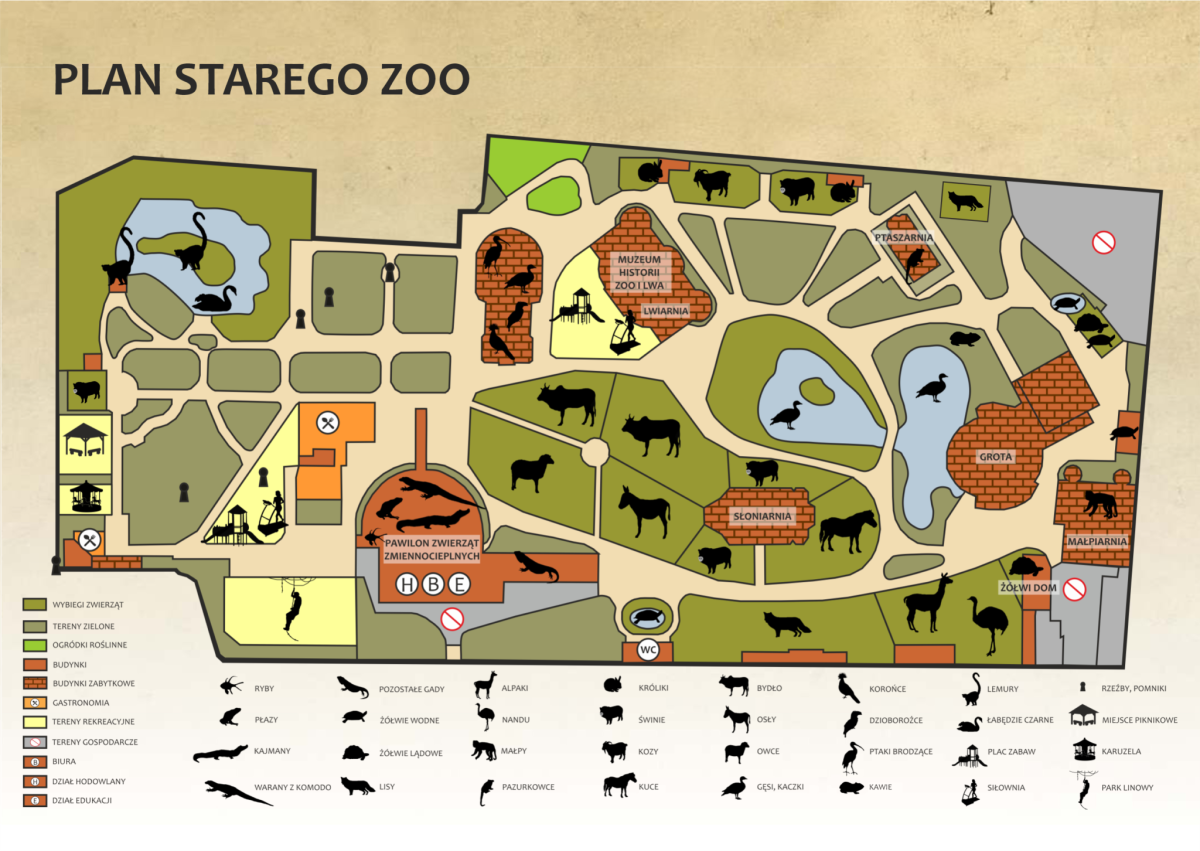 Mapa staré ZOO v Poznani