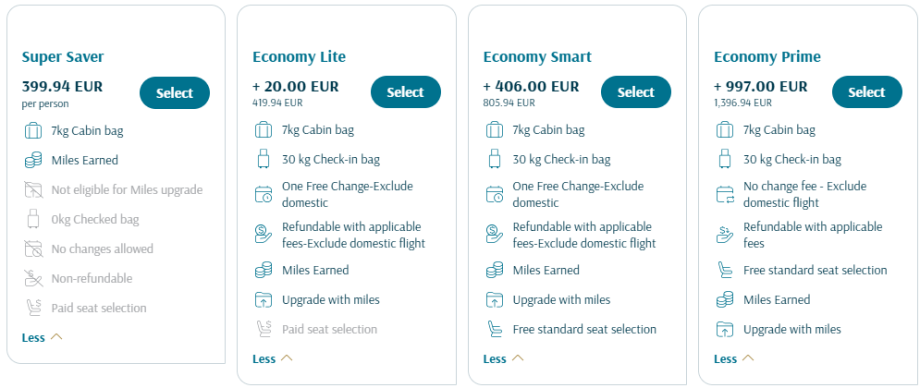 Oman Air Tarif